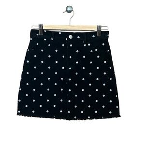 Fika the Brand Dry Goods corduroy  Black Mini Skirt silver metallic Polka Dots S